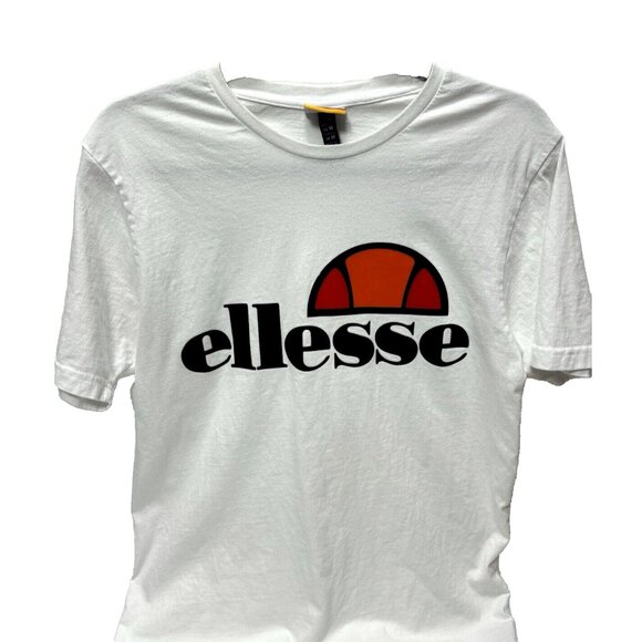 Ellesse White T-Shirt Men's Crew Neck Graphic Tee, Regular Fit Heritage Logo, M - Picture 2 of 7